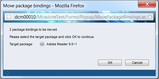 Move package bindings popup